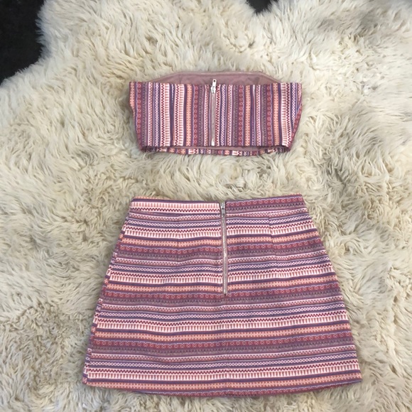 Pink Aztec Print strapless crop top and skirt set - Picture 3 of 3